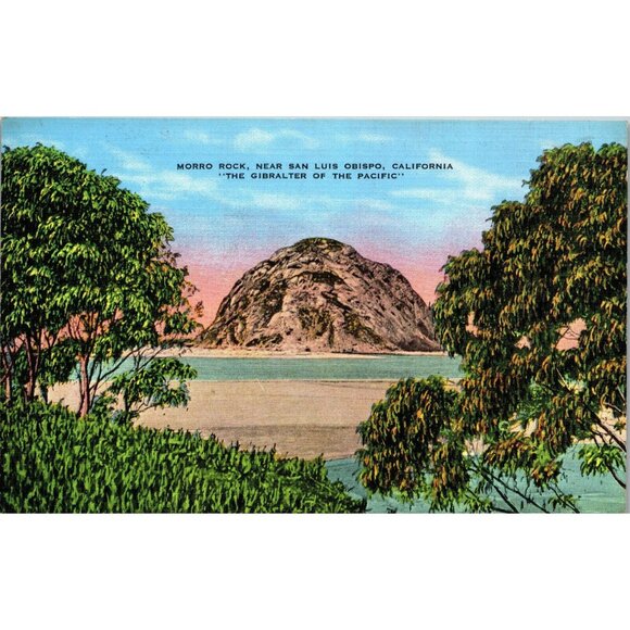 Postcard, Vintage,San Luis Obispo, Ca, Morro Rock, Bay and State Park - Picture 1 of 2
